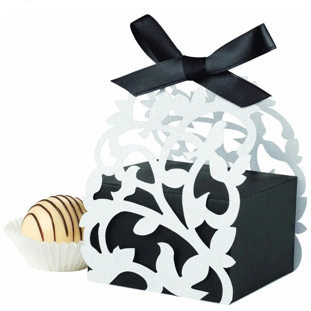 48 ct Wilton Favor Box Kits‎ Black White Filigree Laser Cut Wedding Party Favors